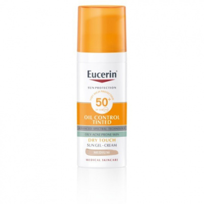 Eucerin SUN Ochranný krémový gél na opaľovanie na tvár Dry Touch Oil Control SPF 50+ 50ml stredne tmavý odtieň