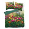 Posteľná Bielizeň Mikrovlákno 3D 220x200 Krásne farebné Tulipány na lúke