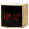 E-CLOCK Bamboo-1 Digitálny budík hnedý s červeným svetlom