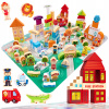 FunPlay 6198 Drevené vzdelávacie kocky MESTEČKO, 120ks