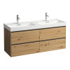 Laufen Meda skrinka 128.5x45x51.5 cm závesná kúpeľňová skrinka pod umývadlo dub H4216440112671