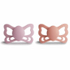 DVOJBALENIE ANATOMICKÝCH CUMLÍKOV FRIGG BUTTERFLY PRETTY IN PEACH/ PRIMROSE, 6-18M, SILIKÓN