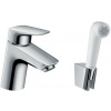 Hansgrohe LOGIS umyvadlová stojánková baterie s bidetovou sprškou, EcoSmart, chrom