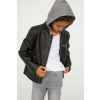 Detská bunda - Bunda H&M Ramones 146 (H&M Ramoneska s kapucňou R.146 Eco Skórka)