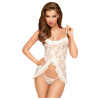 Penthouse Flawless Love - ružový babydoll a tangá (biela) - L/XL