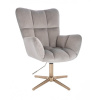 LuxuryForm DESIGN Kreslo AURORA VELUR na zlatom kríži - svetlo šedé