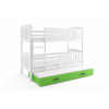 BMS Group Poschodová posteľ s prístelkou KUBO 3 200x90 biela - zelená
