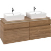 VILLEROY & BOCH Legato závesná skrinka pod dve umývadlá na dosku, 4 zásuvky, 1400 x 500 x 550 mm, Oak Kansas, B66900RH