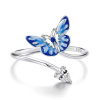 GRACE Silver Jewellery Stříbrný prsten s modrým motýlem - stříbro 925/1000 P-SCR1107/54 nastavitelná Modrá