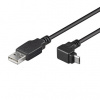 USB kabel (2.0) USB A samec - microUSB samec 1.8m černý lomený 90°