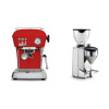 Ascaso Dream ONE, Love Red + Rocket Espresso FAUSTO 2.1, chrome