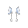 JAY Náušnice ve tvaru motýlích křídel - stříbrné zapínání JAY-9183-ZS46628ER Modrá