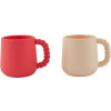 Detské hrnčeky Mellow, béžový a červený, 2 ks