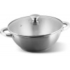 MagicHome Hrniec Wok Chloe, 26 cm, 5 lit., so sklenenou pokrievkou, nerez