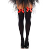 Leg Avenue Black Nylon Thigh Highs With Red Bow One Size