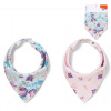 Detský podbradník/šatka 2D sada BabyOno Floral, lila/mätová BabyOno