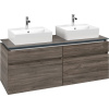VILLEROY & BOCH Legato závesná skrinka pod dve umývadlá na dosku, 4 zásuvky, 1400 x 500 x 550 mm, Stone Oak, B66900RK