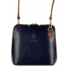 Kožená malá dámská crossbody kabelka tmavě modrá-hnědá