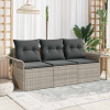 zahrada-XL Súprava záhradných pohoviek 3 pcs Svetlosivá Poly ratan 3353891