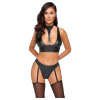 Cottelli Bondage - shiny bra set with hand restraints