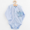 Dojčenské celorozopínacie body s dlhým rukávom New Baby Happy Elephant blue Modrá 68 (4-6m)