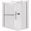 CERANO - Sprchová zástena Walk-in Onyx TL/P - 8 mm - hranatá vzpera + polička/držiak na uteráky - čierna matná, mliečne sklo - 120x60 cm