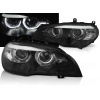 BMW X5 E70 07-13 - predné čierna LED svetla bez AFS ANGEL EYES a denným svietením pre XENON