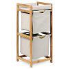 Autronic DR-012-2 Regál, 2 výsuvné boxy, masív bambus, prírodný odtieň, sivá látka, nosnosť 6 kg