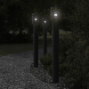 Záhradné lampy na stĺpiku s zásuvkou, 3 ks, čierne, 110 cm