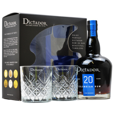 Dictador 20y 40% 0,7 l (dárčekové balenie 2 poháre)