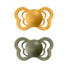 BIBS Couture ortodontické cumlíky zo silikónu 2ks - Honey Bee / Olive - 1 (0–6 mesiacov)
