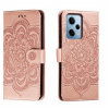 Peňaženkové kožené puzdro Mandala Sun na Xiaomi Redmi Note 12 Pro 5G – Rose Gold