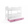 BMS Group Poschodová posteľ s prístelkou KUBO 3 200x90 biela - ružová
