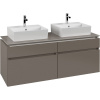VILLEROY & BOCH Legato závesná skrinka pod dve umývadlá na dosku, 4 zásuvky, 1400 x 500 x 550 mm, Truffle Grey, B66900VG