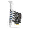 AXAGON PCEU-43RS, PCIe radič, 4x USB 3.2 Gen 1 port, 5 Gbps, napájanie z PCIe alebo SATA, SP & LP (PCEU-43RS)