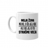 Moja žena nevie, o čo jej ide - keramický hrnček s potlačou - Tričkový | Biela