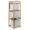 Autronic DR-012-3 Regál, 3 zásuvky / boxy, masív bambus, prírodný odtieň, sivá látka, nosnosť 9 kg