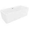 Mexen Nila samostatne stojaca rebrovaná vaňa 170 x 75 cm, biela, prepad ružové zlato - 52841708000-60