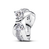PANDORA překřížený prsten Třpytivá mašlička 54 193553C01-54