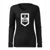 DRAGOWA Slim dámske tričko s dlhým rukávom army girl, čierna 160g/m2 - XXL