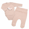 Zavinovacie, rebrované dojčenské body + polodupačky Ovečka 2D, béžová 62 (2-3m)