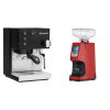 Rancilio Silvia E, čierna + Eureka Atom 60, ferrari red
