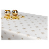 Vianočný teflónový obrus BIELY ZLATÉ VLOČKY - Rôzne veľkosti aj VÝROBA NA MIERU Veľkosť: 140*220cm OVÁL