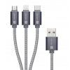 Kábel Connect IT Wirez 3in1 USB/USB-C + MicroUSB + Lightning, 1,2m (CI-1229) strieborný