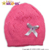 Baby Nellys Háčkovaná čepička Mašlička Baby Nellys ® - tm. růžová - 80-98 (9-36m)