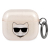 Silikónové puzdro Karl Lagerfeld na Apple Airpods 3 KLA3UCHGD Glitter Choupette Head zlaté