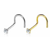 Zatočený piercing do nosa zo 14kt zlata 585/1000 s čírym zirkónom Barva: Biele zlato / číre