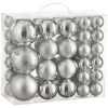 LAALU Sada 46 ks ozdôb: Ozdoby okrúhle strieborné mix 4, 6, 8 cm