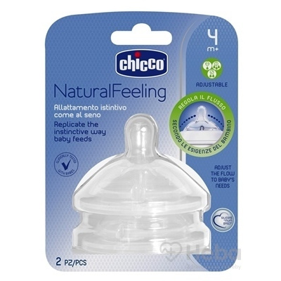 CHICCO Cumlík na fľašu Natural Feeling silikón nastaviteľný prietok 4m+ 2 ks