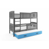 BMS Group Poschodová posteľ s prístelkou KUBO 3 200x90 grafitová - modrá
